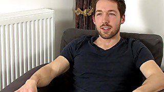 Handsome Brit jock Jason Stark wanking off after sex interview