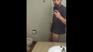 Guy Butt Play and Cock Stroking - Hotel Bathroom