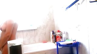 Wife caught masturbation in bathroom on hidden cam