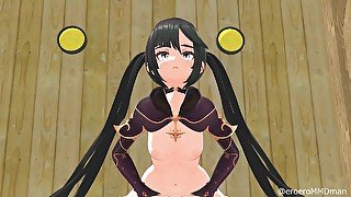 Hentai Genshin Impact Mona Cowgirl Sex Black Hair Color Edit Smixix