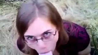 British slut outdoor cum swallow