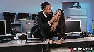 Office threesome with pornstars Jane Wilde and Katana Kombat