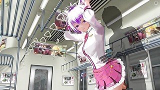 3D HENTAI Schoolgirl didn't wear panties on the train (PART 2)