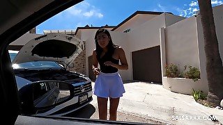 My Girlfriend starts Wanking me in the Car so I Pulled Over to Fuck her Hairy Pussy by SalsaXXX