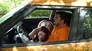 Curvy ass redhead fucks with her driving instructor