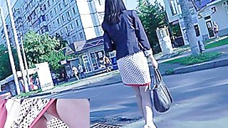 Secret public upskirt movie scene