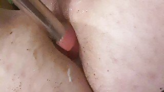 Anal masturbation dildo white ass