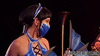 Kitana and Johnny cage stop fighting and start fucking hard like two big tits babes