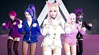 [MMD] STAYC - RAN2U Ahri Akali Kaisa Evelynn Seraphine Hot Kpop Dance KDA League of Legends