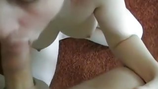 Redhead slut sucking hard cock and gets pussy fucking