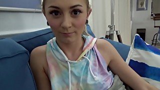 POV video of amateur girlfriend Chloe Temple giving a BJ and riding