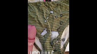 Using roommate's panties as cum rag