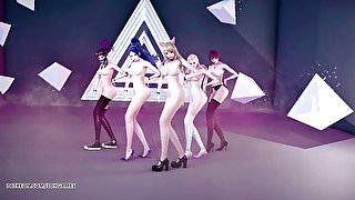 [MMD] STAYC - RAN2U Ahri Akali Kaisa Evelynn Seraphine hot naked dance KDA League of Legends