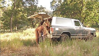 Married guy takes slim body gorgeous teen outdoor and licks and fucks her pussy