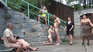 Wild outdoors bisexual party with sluts Jarushka Ross and Iveta