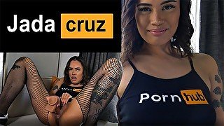 Lubed Up Jada Cruz Stuffs Her Pretty Pussy With A Dildo!