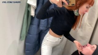 Public Femdom Humiliation Ass Worship, Pussy Worship and Spitting With Petite Princess Kira in Jeans