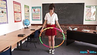 Naughty student Kate-Anne is hula hooping and stripping