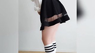 Innocent, petite, kawaii schoolgirl teasing - smolpastel