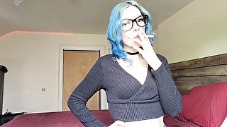 Sexy Nerdy Smoking Girl with Glasses