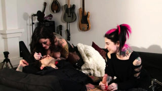 Juliana Rose and Joanna Angel share a cock