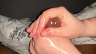 Hand job massive Cumshot: his cock drooled like imbecile as I jerk him. P1