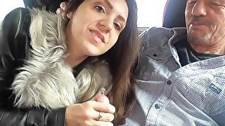 Close Up Car Blowjob Queen Mona Sucks Candy Man's Big Hard Cock In Her Car