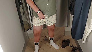 Changing room tease in socks )