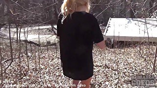 Skinny Girl Masturbates Outdoors