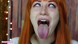 Ahegao and Throat Fetish OmankoVivi FULL VID Redhead Schoolgirl Tongue