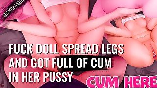 Fuck Doll Spread Legs and got full of Cum in her Pussy - POV Creampie