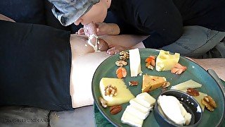 Cheese fetish blowjob with saliva