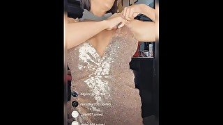 INSTAGRAM SLUT EXPOSES PUSSY AND BOOBS DURING DRESS TRY ON HAUL LIVE (Portrait for phone)