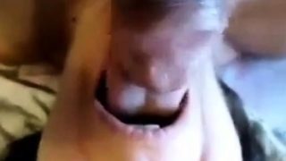 Cumming in mouth of my horny mature slut. Amateur