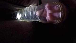 Pulsating Creampie in light up Fleshlight with clear side view of cumshot