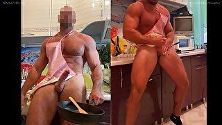 Muscle athlete making breakfast with morning wood OnlyFans/KratkoArtur