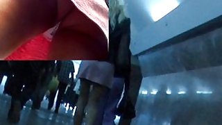 Slender girl in upskirt vid