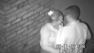 Hidden camera caught concupiscent pair in alley