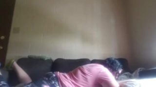 Horny Pregnant pillow humping while he watches