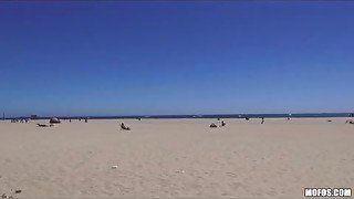 Shy beach babe fucks her ex