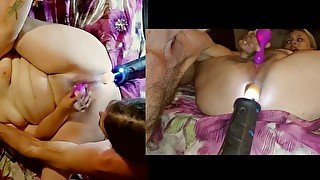 Fucksaw in her ass makes her squirt