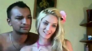 Sexy blonde girlfriend rides a hard cock on the webcam