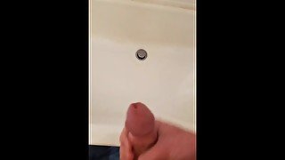 Shooting big load into bathtub