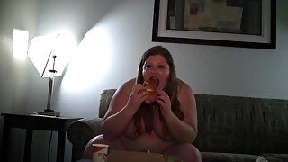 BBW Stuffing Fat Face with Pizza - Bettie Brickhouse