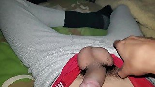 Solo male 20 uncut cock erected