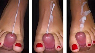 FOOTJOB AND CUMSHOT OVER MY FEET AFTER 1 WEEK OF ABSTINENCE