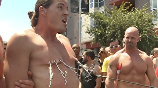 Hairy slave loves getting publicly humiliated