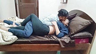 Hot Indian horny couple kissing and licking each other deeply mouth to mouth