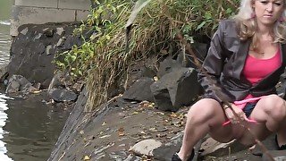 Blonde Pissing Under The Bridge