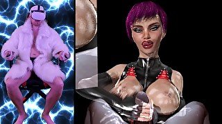 Playing sex slave in VR game. Virtual reality femdom